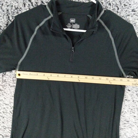 REI Base Layer Kids XL (18) Black Long Sleeves Raglan 1/4 Zip Pullover Stretchy - Picture 4 of 8